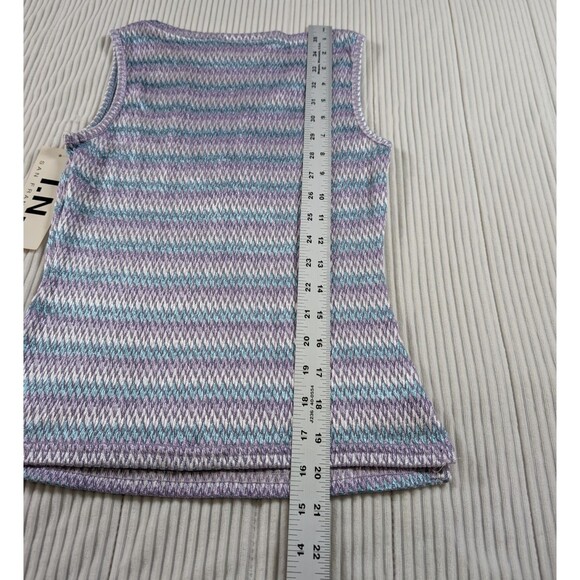 I.N. San Francisco Tank Top Womens L Purple Zig Zag Stripe Y2K Retro - Picture 8 of 8